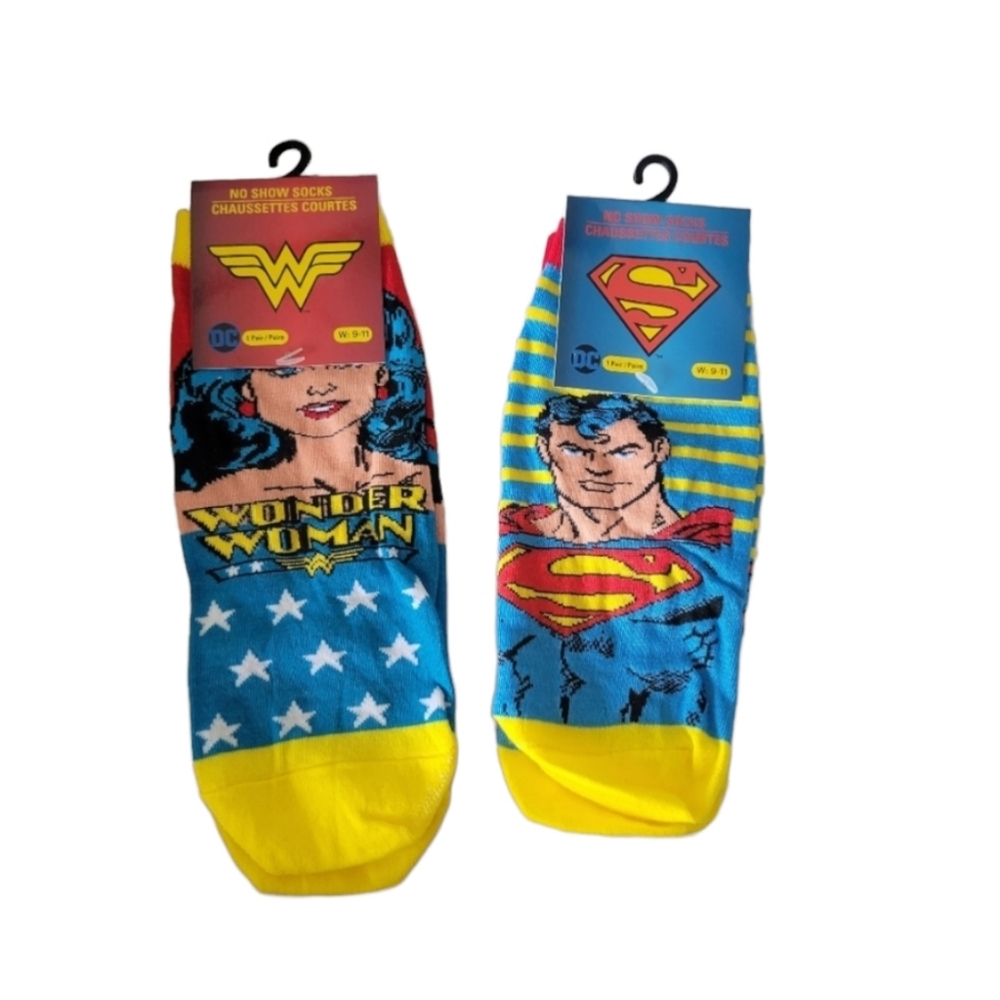 DC Comics Superhero Socks 2 Pack NWT Wonder Woman and Superman No Show Low Socks